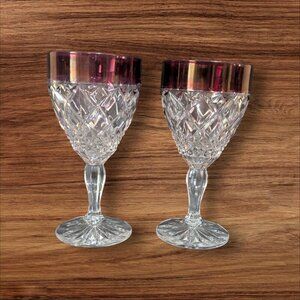 Christopher Stuart Water Goblet Regency Ruby set of 2" crystal diamond cut